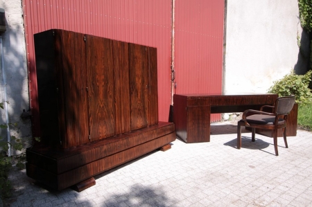 Unikatowy komplet gabinetowy ART DECO heban makassar