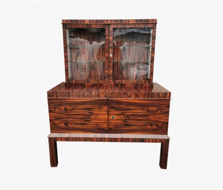 Wspaniała witryna Art Deco z 1930 roku, heban makassar 